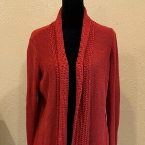 Women's Draped Cardigan Sweater Bellini Open Front Paprika Size Large Cozy Layer